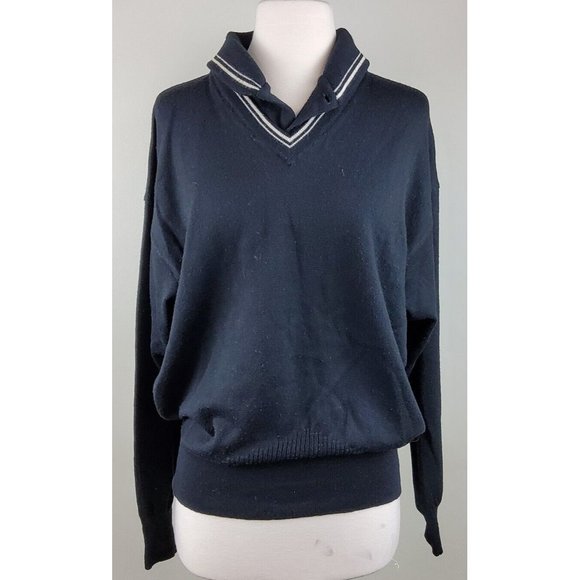 Gianni Versace 100% Wool Knit Sweater Pullover Black